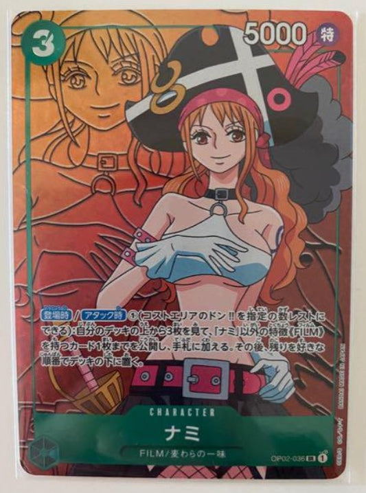 One Piece Card Game Nami Parallel Film OP02-036 Mint